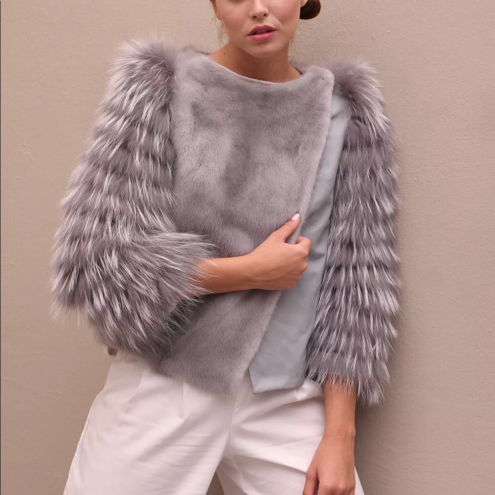 Gray mink coat